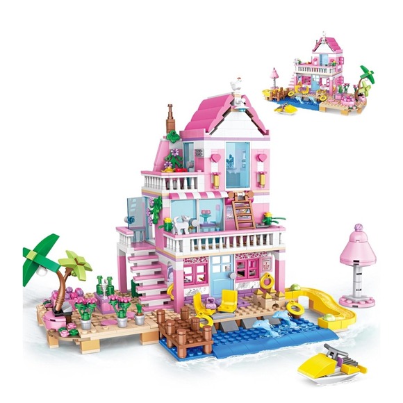 Pink Girls Seaside Beach Villa Friends Building Set - Picture 1 of 2